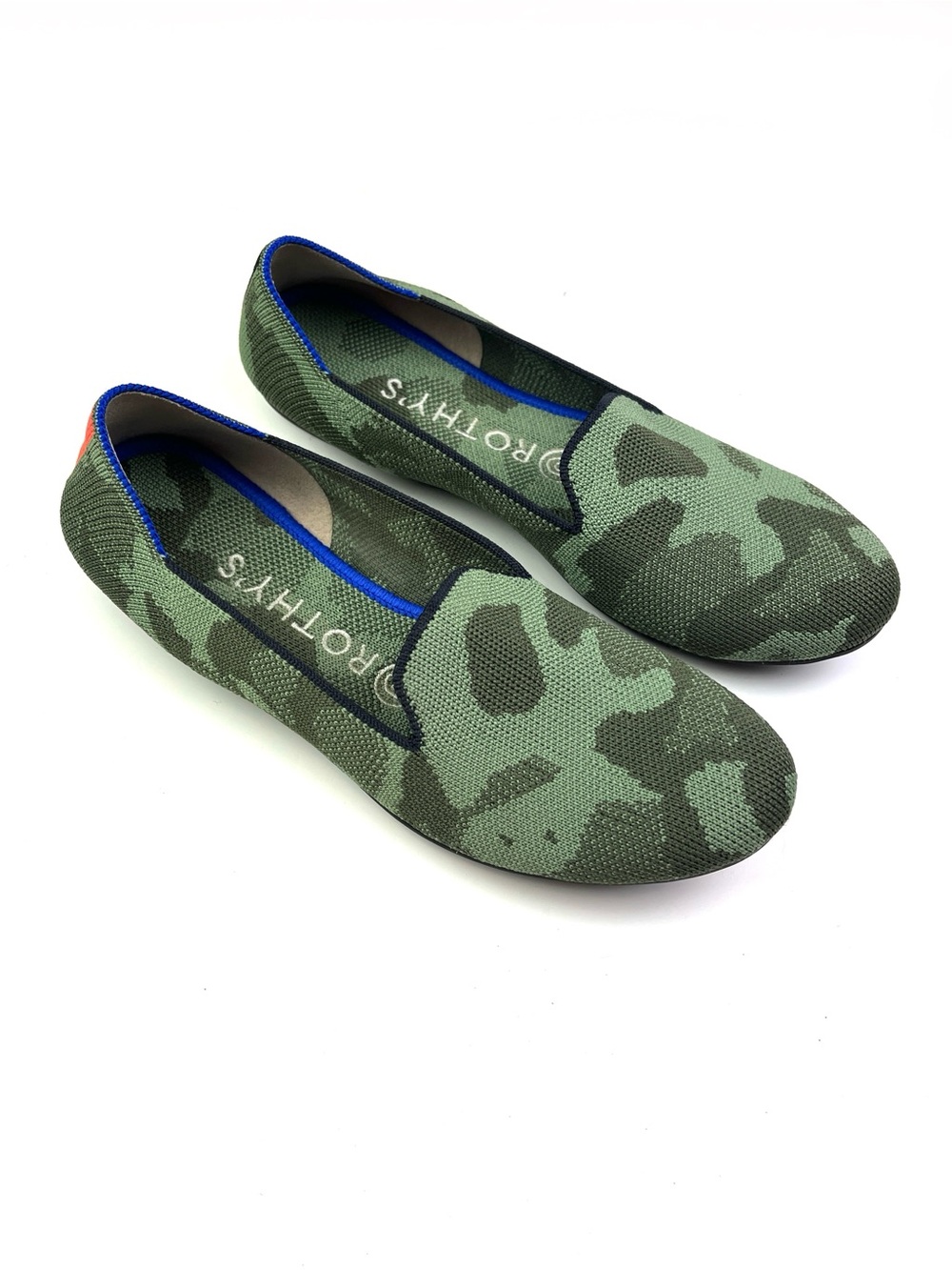 Rothy’s Green Camo Sustainable Round Toe Knit Flats size 7